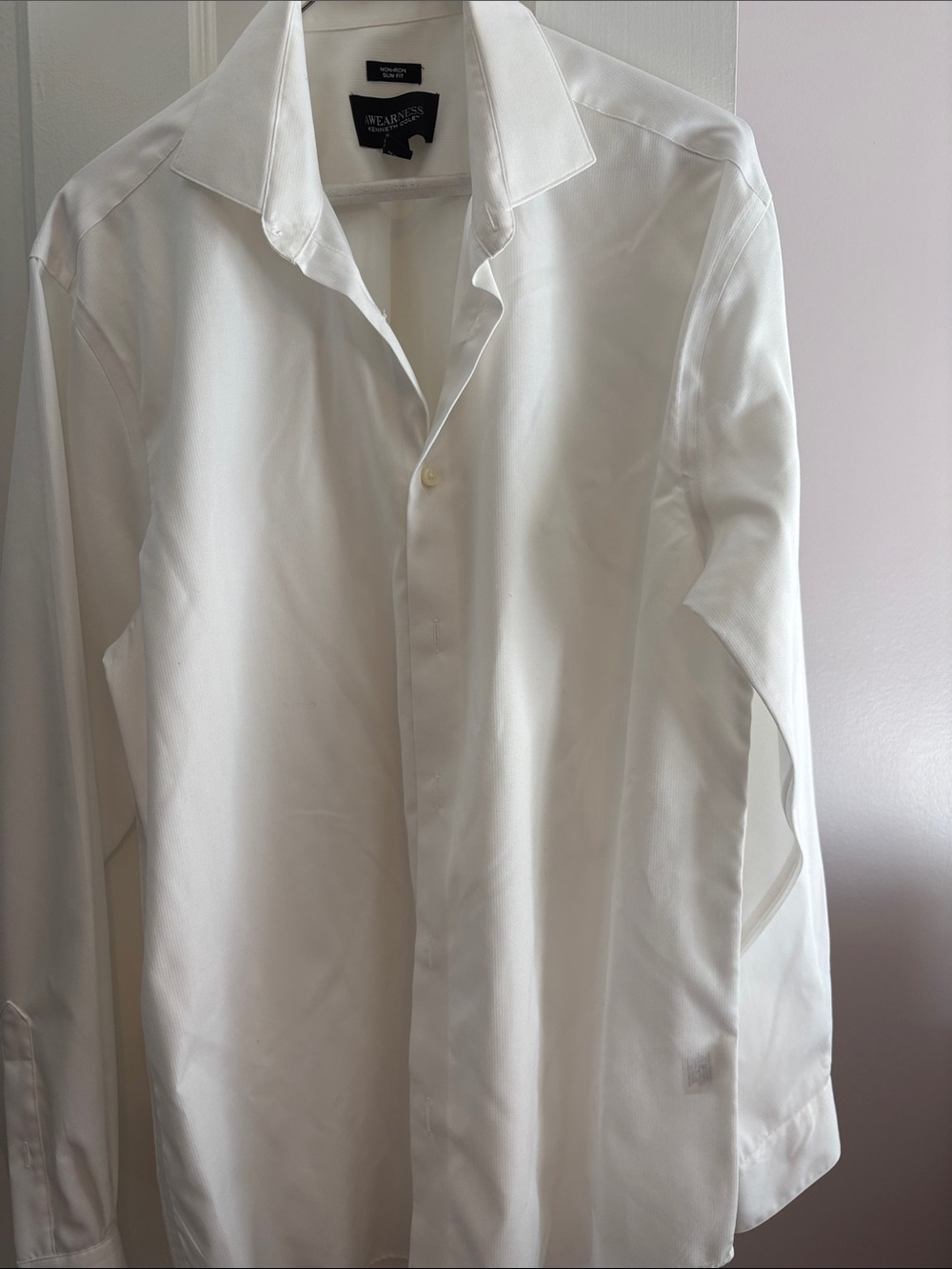 Kenneth Cole White Men's Dress Shirt with Spread Collar